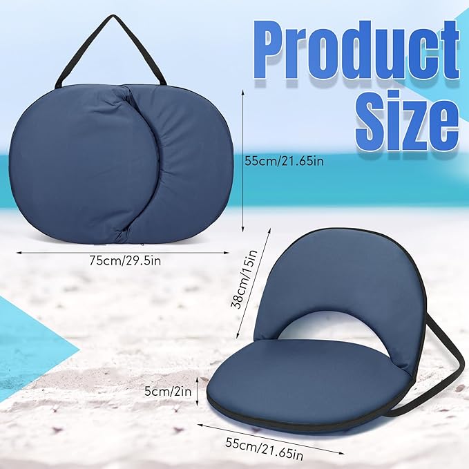 Maitys Stadium Seats for Bleachers with Back Support and Cushion Pad Folding Bleacher Seat with Backrest Wide Padded Elementary School Classroom Floor Chairs, 5 Reclining Positions