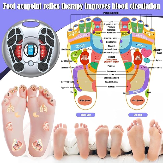 Foot Massager for Neuropathy, TENS & EMS Foot Circulation Stimulator for Pain Relief, Relieve Swelling, Cramps, RLS & Plantar, with Remote Control
