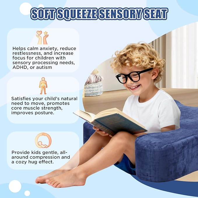 Memory Foam Sensory Soft Squeeze Seat, Sensory Rocker Chair for Kids, Compression Rocking Chair for Special Need Child, Rocking Seat for Autism, ADHD, Sensory Room Must Have Toys, Rocking Design
