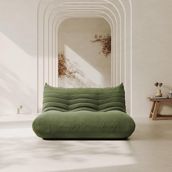 Bean Bag Chair for Adults Fireside Floor Lazy Loveseat Sofa Couches Corduroy Cozy Sofas with Ergonomic Design Memory Foam Lounger Couch for Dorm, Apartment and Gaming Venue,Olive Green