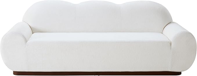 Christopher Knight Home Zera 88" Comfy Chenille Upholstered Cloud Couch, 3-Seater Sofa Couches, Low Profile Home Sofa Living Room with Round Arm, Sturdy Wooden Frame Lounge Chair Indoor, White