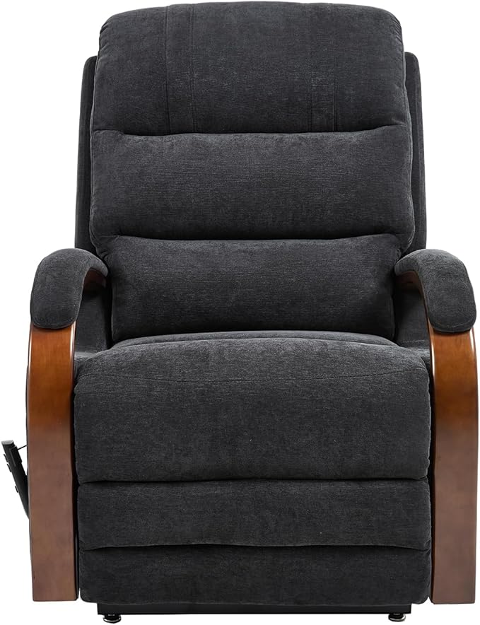 Dual Motor Power Lift Recliner Chair, Lift Chair with Massage and Heat for Elderly, Lay Flat Recliner, Standing Assistance, Infinite Position Reclining, Living Room Chair, Chenille, Black