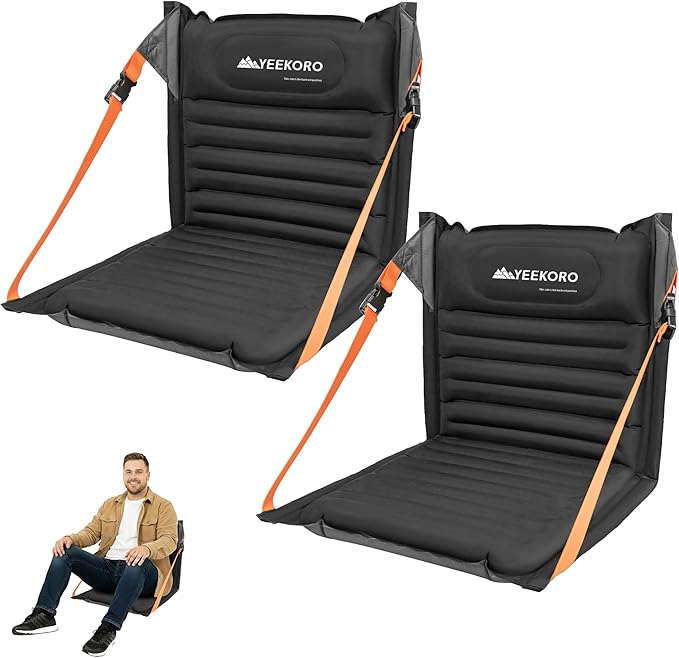 Inflatable Stadium Seats, Portable Bleacher Seat with Back Support, Foldable and Lightweight Chairs for Sporting Events/Camping, Stadium Seats with Storage Bag Lounge Chair