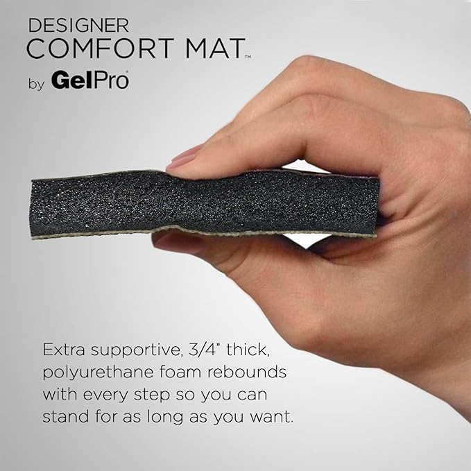 NewLife by GelPro Anti-Fatigue Designer Comfort Kitchen Floor Mat, 20x32”, Leather Grain Navy Stain Resistant Surface with 3/4” Thick Ergo-Foam Core for Health and Wellness