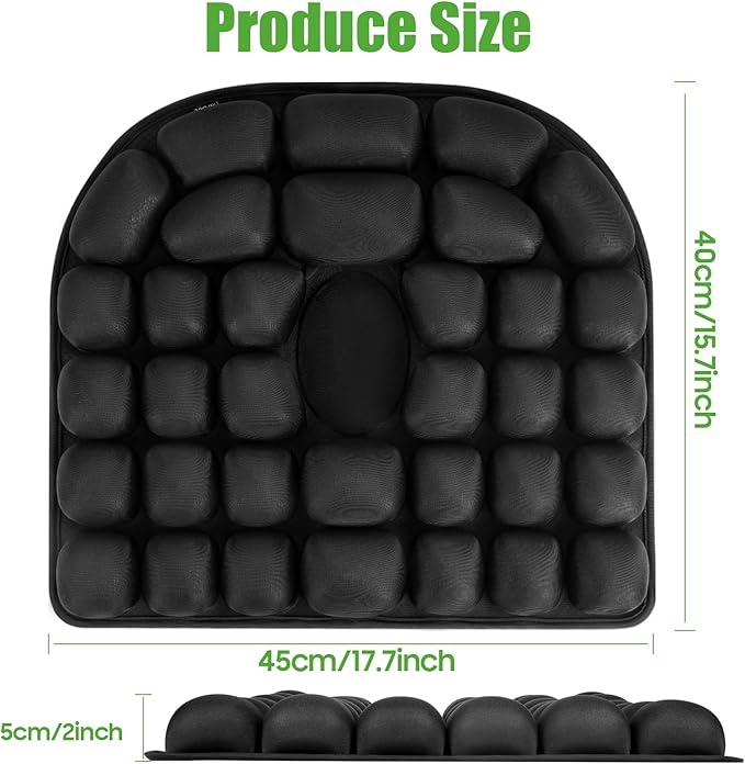 Inflatable Travel Seat Cushion, Relieve Pessure Hips, 3D Airbag Wheelchair Pad Portable Car Seat Cushions for Office Chair, Wheelchair, Stadiums, Dining Chair