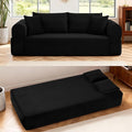 GJQ 83" Boneless Couches for Living Room,Corduroy 3 Seater Couch in a Box with 4 Pillows & Storage Pocket,Convertible Sleeper Sofa Bed Compressed Floor Sofa,Black