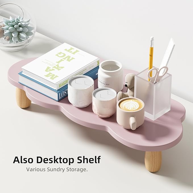 AFOOYO Monitor Stand Riser,Cloud Shape Wood Computer Monitor Stand, Monitor Stand Riser, Multi-Purpose Desktop Organizer Riser for Computer,Laptop,Printer,TV,Purple, Black