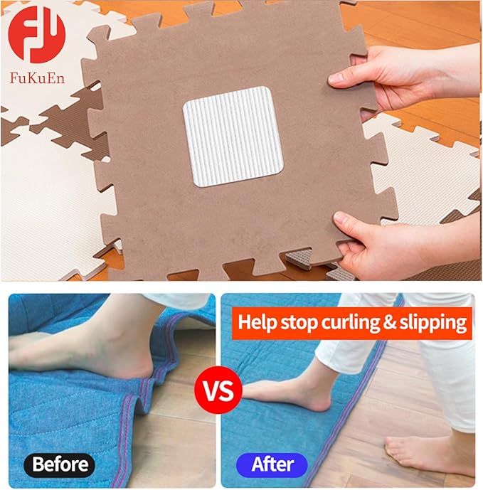 Anti Slip Rug Pad Grippers 8 Pcs Vacuum Technology Carpet Gripper for Hardwood Floors Anti Curling Carpet Grips Washable Non Slip Area Rug Stopper 10x10cm