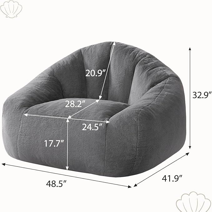 HUGHEAVEN Giant Bean Bag Chair, Oversized Bean Bag Chairs for Adults and Kids,Bean Bag Chairs for Teens,Comfy Fluffy Bean Bag Chair with Armrests,Bean Bag Sofa Lounge Floor Sofa for Gaming, Reading