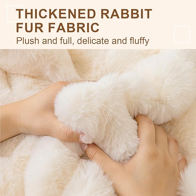 Square Faux Fur Seat Cushion, Faux Rabbit Fleece Chair Pad, Winter Thick Plush Cushions for Dining Chairs, Comfy Lazy Sofa Office Floor Pillow, Cute Bedroom Decor(Brown,4pc/17.7×17.7inches)