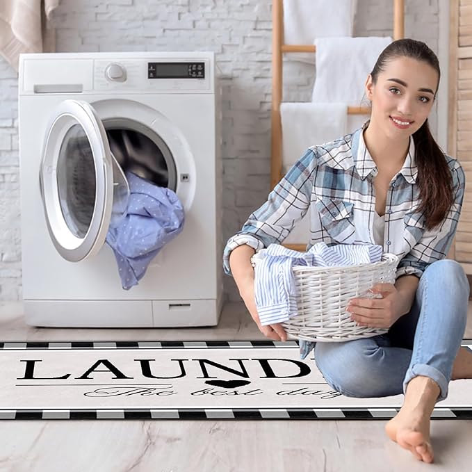 Farmhouse Laundry Room Rug Runner 20"X47" Kitchen Mat Washable Entryway Rugs Soft Non Slip Laundry Carpets Comfort Standing Desk Mats,Carpet for Sink,Office,Laundry Room Decor Accessories