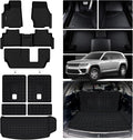 Floor Mats for 2021-2025 Jeep Grand Cherokee L 7 Seats (2nd Row Bench Seats) & Cargo Mat & Backrest Mat,TPE All Weather Protection Car Mats 2nd & 3rd Row Covering The Backrest Accessories