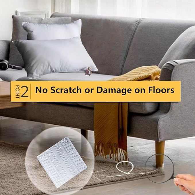 Non Slip Furniture Pads, 12 PCS Clear No Skid Furniture Grippers, Self Adhesive Anti Slip Furniture Pads, Anti Slide Hardwood Floors Protectors for Keep Couch Stoppers (1.57 inch Square)