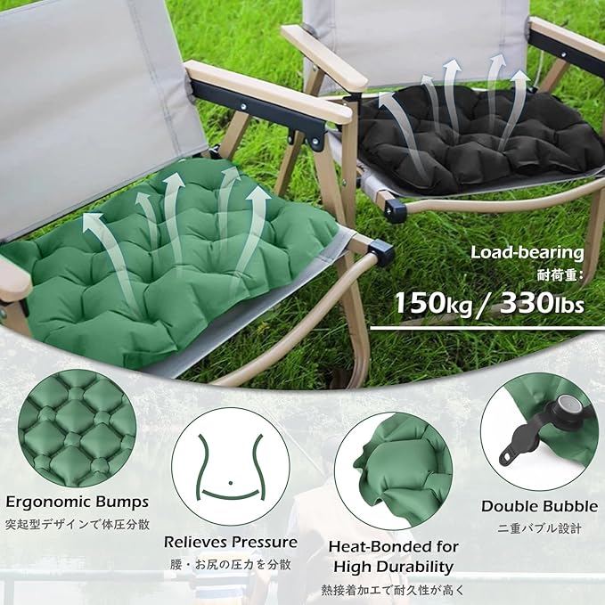 TRIWONDER Ultralight Inflatable Seat Cushion Seat Pad, Easy to Inflate & Deflate Compact Air Pad with Storage Bag for Camping Hiking Fishing Office Airplane Stadium Car (Grey)