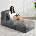 Giant Bean Bag Lounger Sofa with Pillow, Large Beanbag Chair for Adults, Oversized Comfy Beanbag Lazy Floor Sofa, Bean Bag Couch with Memory Foam Filled for Living Room, Bedroom, Gray