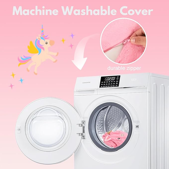 COMAX Unicorn Bean Bag Chairs for Kids, Large Kid Beanbag Chair with Filler, Big Toddler Lounge Bean Chair, Children Lazy Floor Lounger for Girls Boys, Pink