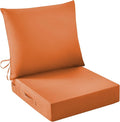 Outdoor Seat Cushion Set, Waterproof & Fade Resistant Patio Chair Cushions, Outdoors Cushion for Patio Furniture, 24 x 24 x 4 Inch, Outdoor Couch Cushions with Handle and Ties, Spice