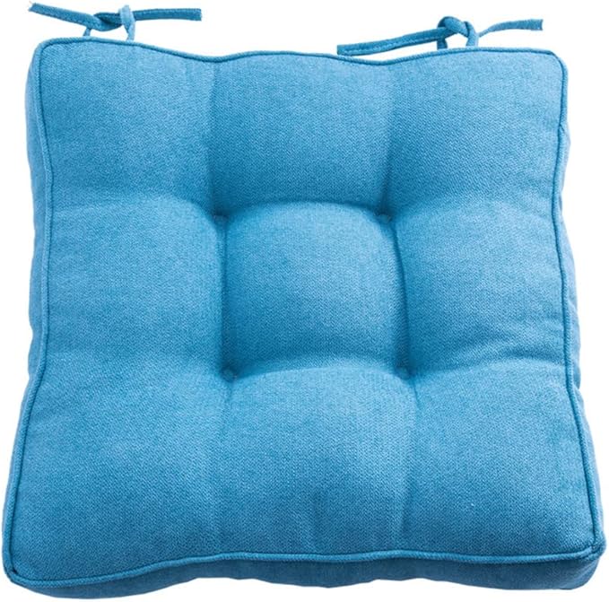 vctops Square Chair Pad Seat Cushion with Ties Solid Color Soft Chair Pads Comfy Velvet Cushion Pillow for Kitchen Dining Office Chair Kids Reading (Blue Green,16"x16")