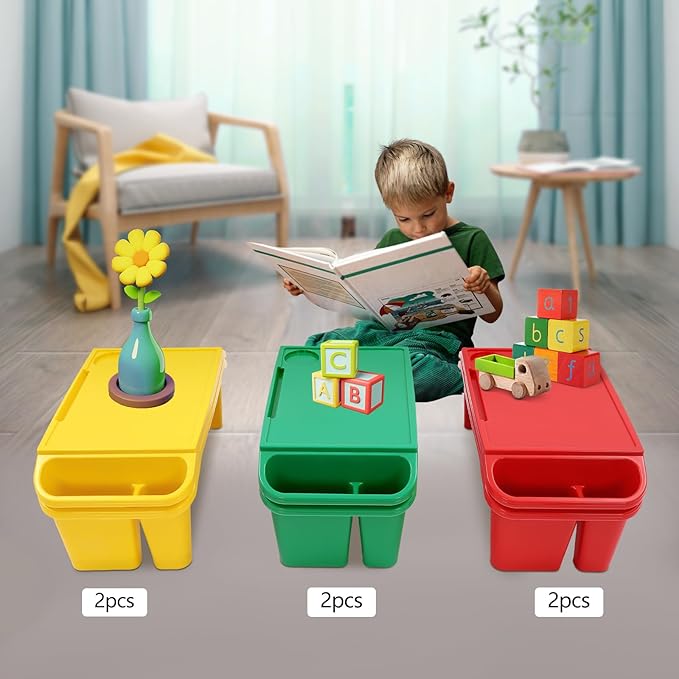 6 Pcs Kids Lap Desk Tray Set for Writing & Eating, Portable Lightweight Desks with Side Pockets for Home, School, Classroom, and Travel Use