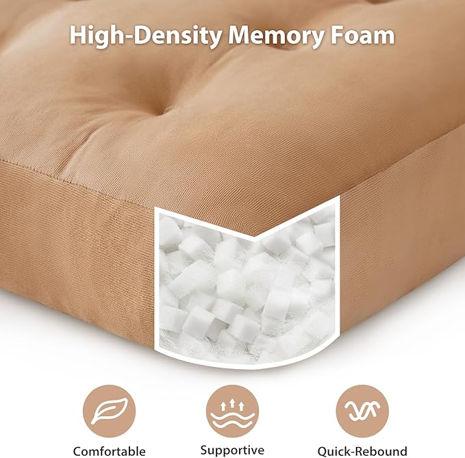 SM-XLHN Meditation Floor Pillow Set of 6, Square Large Pillows Seating for Adults, Meditation Cushion Pillow,Tufted Corduroy Cushion for Tatami Living Room or Yoga, Coffee, 22x22 Inch