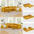 HANXIN 108" Modular Sectional Sofa,Futon Convertible Sofa Bed,Oversized Corduroy Boneless Couch for Living Room,Floor Loveseat Sleeper with Pull Out Bed,Free Combination,No Assembly Required (Yellow)