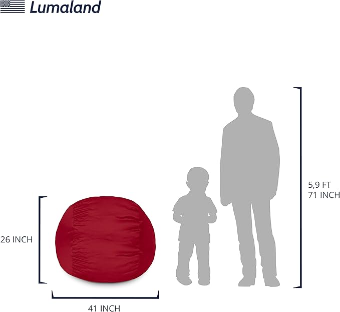 Lumaland Luxurious 3ft Medium Bean Bag Chair with Microsuede Cover - Ultra Soft, Foam Filling, Washable Bean Bag Sofa for Adults, Teenagers, Kids, Pets - Sack Chair for Living Room, Bedroom - Red