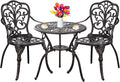 Withniture Outdoor Bistro Table and Chairs Set of 2 Cast Aluminum Patio Bistro Set with Umbrella Hole, All Weather Bistro Table Set for Garden, Suitable for All People, Bronze