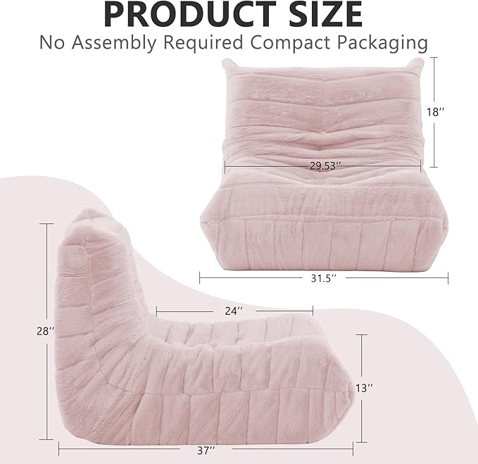 Bean Bag Chair for Adults, Giant Bean Bag Sofa Oversized Beanbag Chairs, Fireside Bean Bag Couch with High Density Sponge Filled Large Bean Bags Chair for Apartment Living Room Bedroom, Dusty Pink