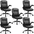 Leather Office Chair, PU Home Computer Desk Chairs with Ergonomic Back Support, 360°Swivel Free, Small Gaming Chair with Wheels and Adjustable Armrests, for Short People Use