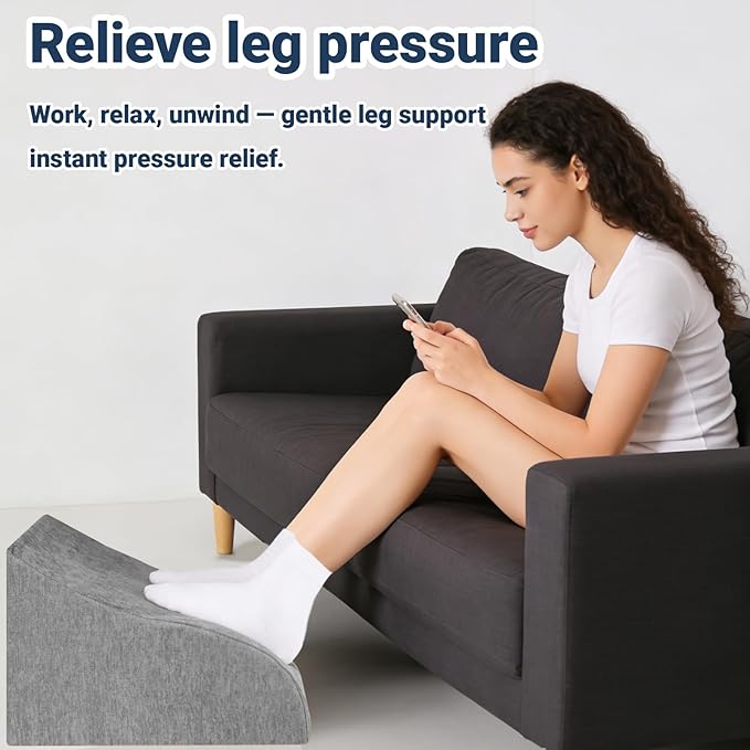 Foot Rest for Under Desk at Work, Ergonomic Under Desk Footrest with Washable Cover for Office, Home & Gaming Leg Elevation Pillow Dark Gray