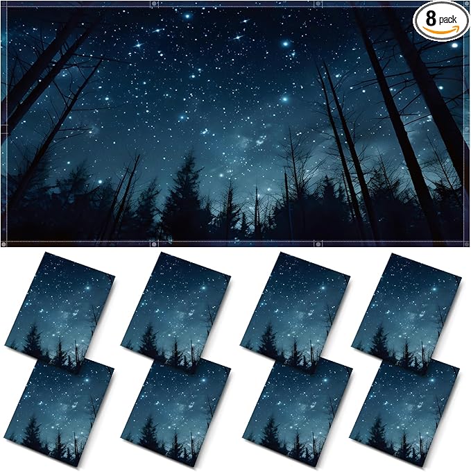 8 Pcs Fluorescent Light Covers - 4 x 2 Feet Covers for Ceiling Lights, Magnetic Light Filters for Classroom, Office, Hospitals, Home (Forests & Starry Sky-2)