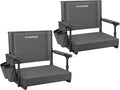 VIVOHOME Stadium Seats with Back Support and Cushion, 2 Pack Portable Bleacher Chairs with Cup Holder and Shoulder Strap