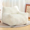 Giant Bean Bag Chair for Adults, Corduroy Upholstered Beanbag Chair with Side Pocket, Comfy Bean Bag Sofa with Portable Handle, Floor Sofa Chair for Bedroom (White)