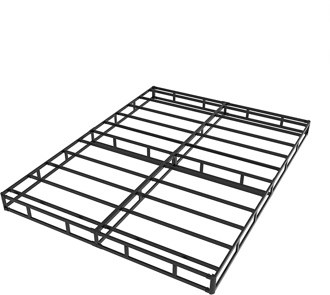 Maenizi Cal King Box Spring 4 Inch Low Profile, Heavy Duty Metal Box Spring Bed Base with Fabric Cover, Mattress Foundation, Easy Assembly, Noise Free, Black
