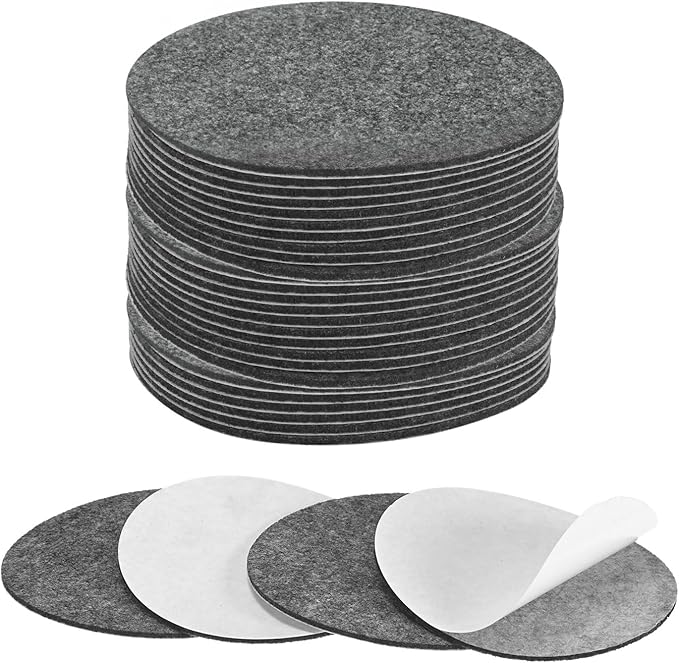 30-Pack Lamp Base Felt, 4 Inch Dia. 2mm Thick Self Adhesive Round Fabric Felt Pads for Lamp/Furniture/DIY, Non-Slip Fiber Backed Patch Circles with Adhesive Backing [Grey]