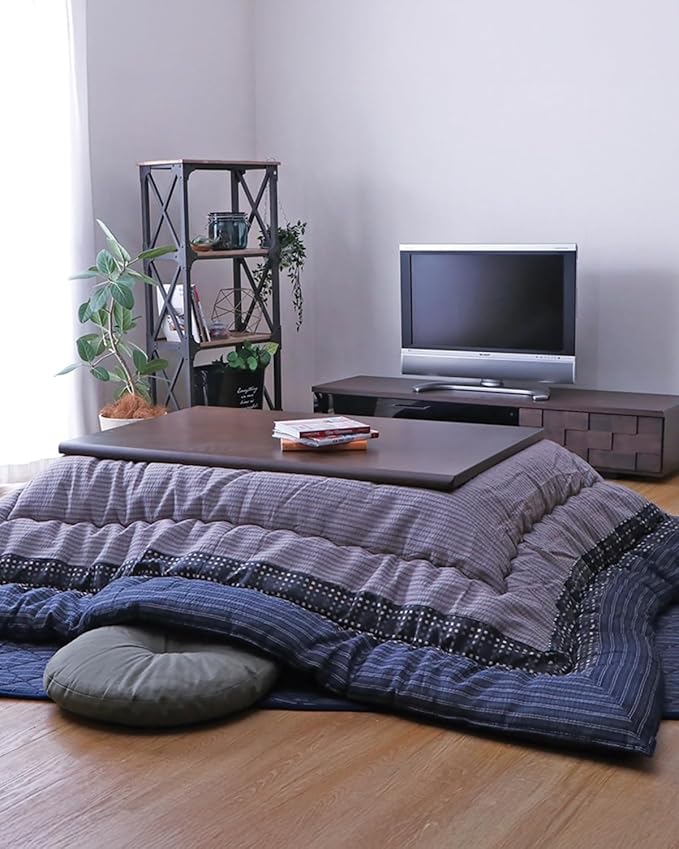 FULI Japanese Kotatsu Blanket, Warm Quilted Kotatsu Futon Comforter, 100% Cotton Top, Made in Japan, 81x96 in / 205x245 cm Rectangle (Black)