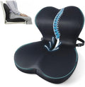 Memory Foam Seat Cushion,Office Chair Cushion with Lumbar Support for Back Pressure Relief,Sciatica,Car Seat Cushion with Adjustable Strap,Hip Pad Cushions for Car,Truck,Desk (D-Black+Mesh Cloth)