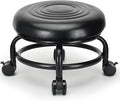 LWADALN Low Height Rolling Stool Low Roller Stool PU Leather Comfortable Chair, Modern Low Rolling Stool for Home Office Garage Shop