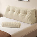 Z-hom Large Wedge Pillow Headboard, Full Triangular Headboard Pillow, Reading Pillow Bed with a Roll Pillow for Bed Sitting Up Sleeping, Backrest Cushion Headboard Gap Pillow for Back, Beige Cream