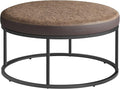 SONGMICS HOME LUIZ Collection - Ottoman, Round Coffee Table, Footstool, Reversible Top, Padded Seat, Side Table, Minimalist, Steel Frame, Max. Load 660 lb, for Living Room, Walnut Brown ULOM078K01