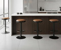 EALSON Modern Swivel Bar Stools Set of 4 Adjustable Counter Height Backless Barstools with Metal Base Leather Upholstered Round Bar Stool Chairs for Kitchen Island/Pub/Breakfast Bar, Brown