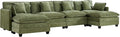 UMBFUN 4-Seater Cloud Couch with 2 Ottomans, Extra-Large Modular Sectional U Shaped Sofa with Deep Seat Cushions, Chenille Couch for Living Room, Green