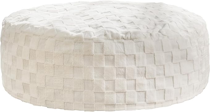 Hobestluk Bean Bag Chairs Beanbag Chair with Filler Adult Bean Bags with Fluffy Cover, Giant Bean Bag Chairs for Aduts for Living Room, Bedroom (White, 6FT - 70" x 70" x 15")