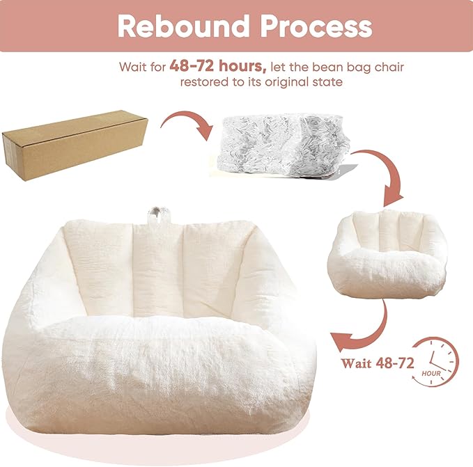 4FT Bean Bag Chair Giant Bean Bag Chairs for Adults Large Bean Chairs with Removable Cover, Beanbag Chair with Filler, Adult Bean Bag Chairs for Living Room, Bedroom Beige