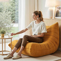 High-end Bean Bag Chair, Fireside Togo Chair with Yellow Suede Fabric Cover, Comfy & Soft Lazy Floor Lounge Sofa for Bedroom, Living Room, Office or Lounger