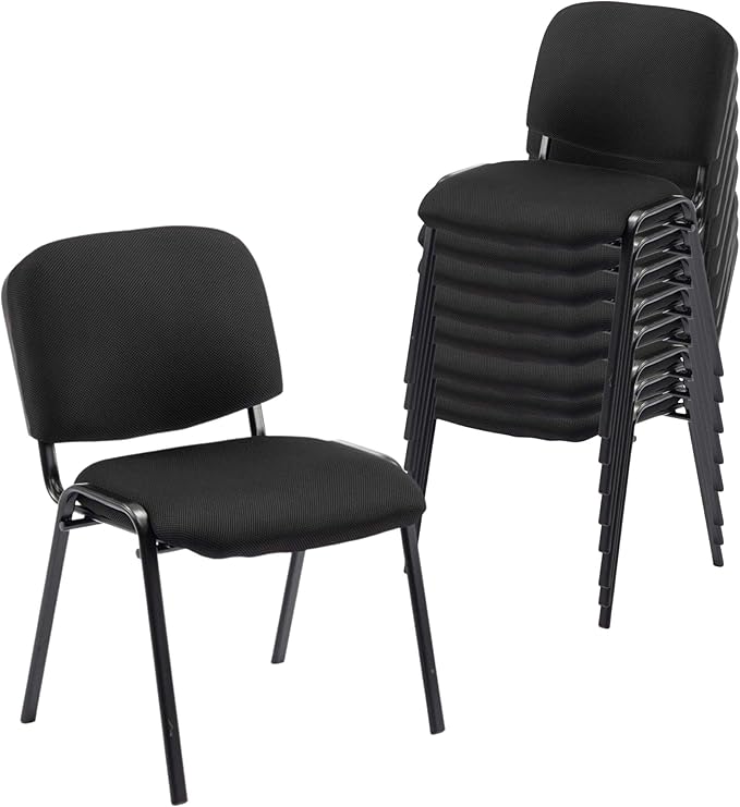 Black Comfort Office Waiting Room Stackable Chairs no Arms, Mesh Ergonomic Reception Chairs Set of 15, Conference Desk Guest Chair for Meeting Room, Lobby, Events, Hall