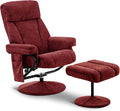 MCombo Swivel Recliner with Ottoman, TV Chair with Vibration Massage, Ideal for RV Small Space, Living Room & Bedroom 4828 (Textile, Burgundy)