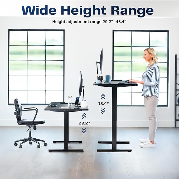 VIVO Electric 55 x 28 in Standing Desk, Memory Height Adjustment, 1B Series, Holds 220 lbs, One-Piece White Top, Black Frame, DESK-KIT-1B55W