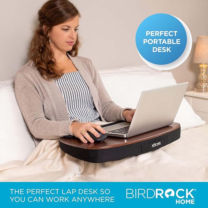 Sofia + Sam Oversized Memory Foam Lap Desk (Wood Top) | Supports Laptops Up to 20 Inches
