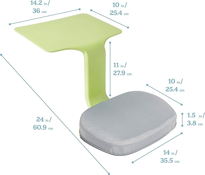 ECR4Kids The Surf Portable Lap Desk with Cushion, Flexible Seating, Green, 10-Piece